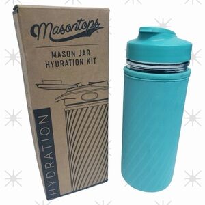 Masontops Kit De’Hydratation De Pot Mason Refillable Drinking Glass Turquoise